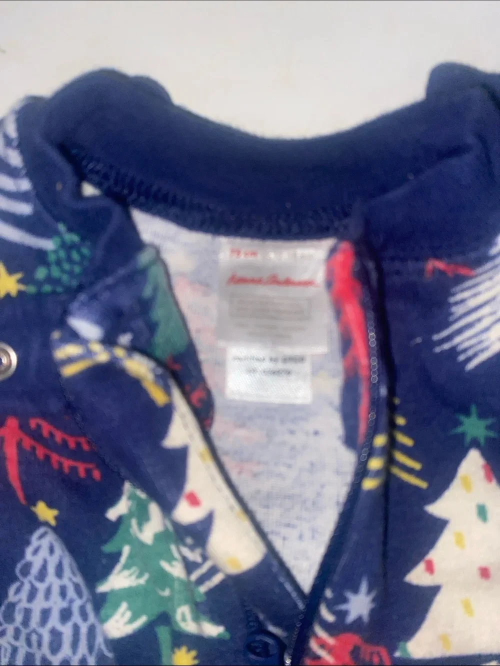 Hanna Andersson Navy Holiday Tree Zip One-Piece